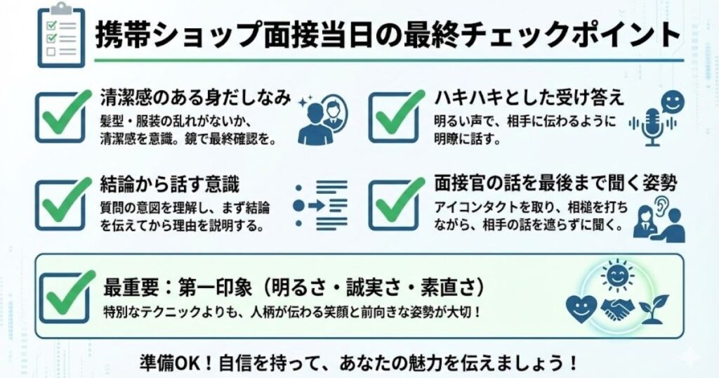 面接当日のチェックポイント